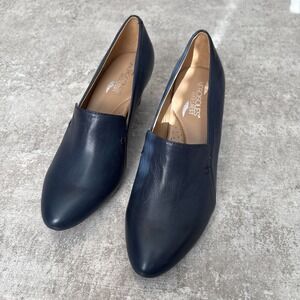 Aerosoles Heel‎ Rest Leather Slip On Wedge Pumps, Navy Color Us Size 7,5W